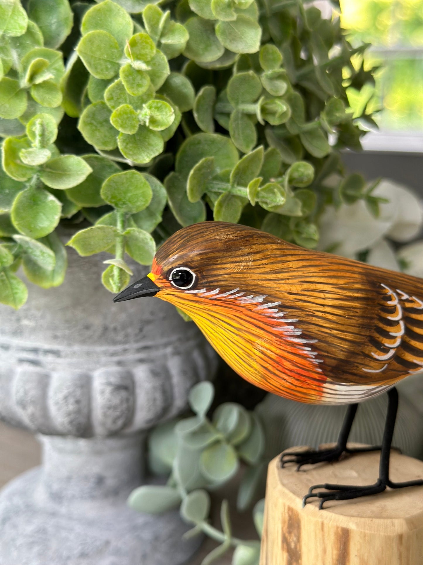 Gorgeous Carved Wooden Robin