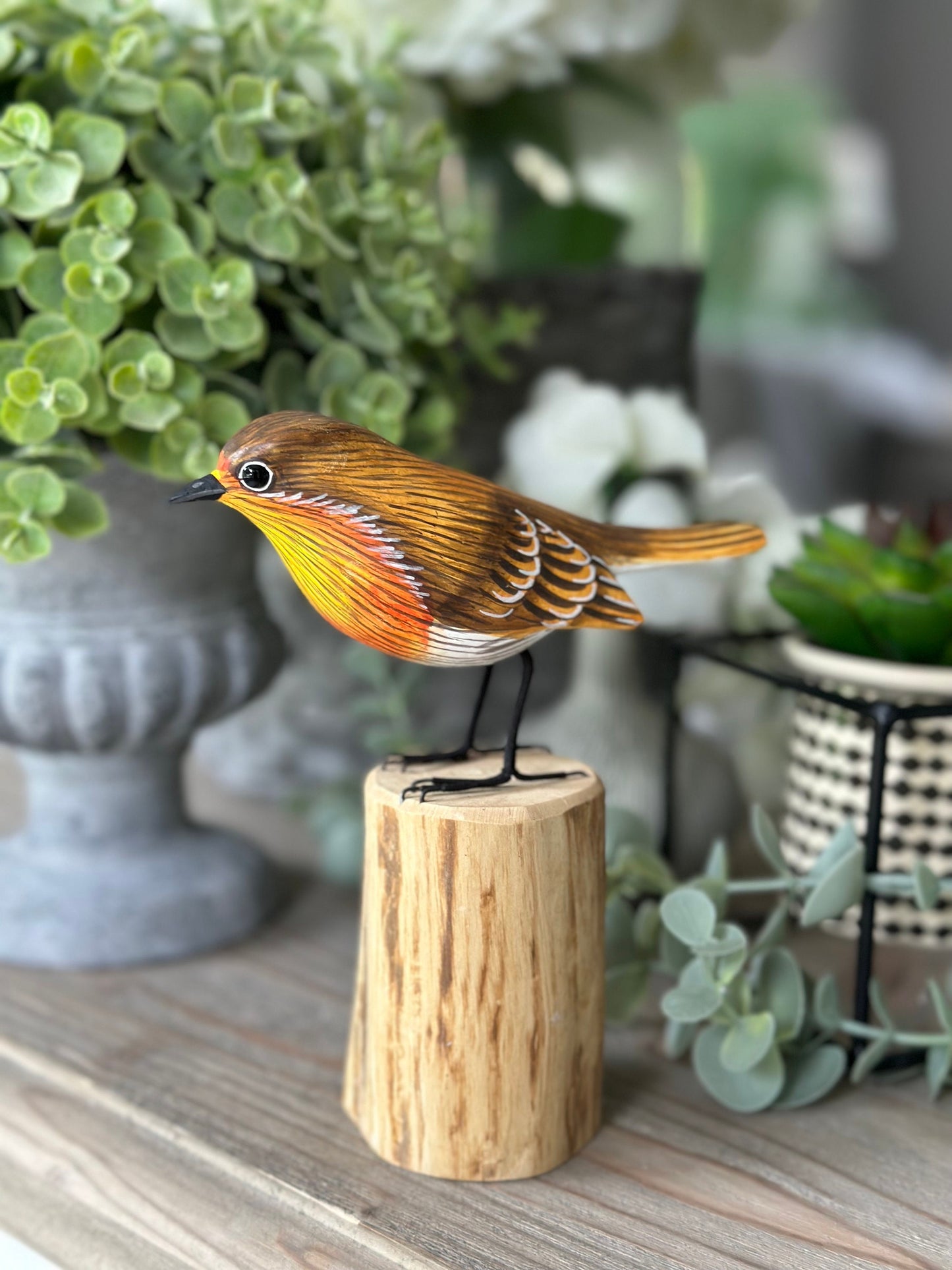 Gorgeous Carved Wooden Robin