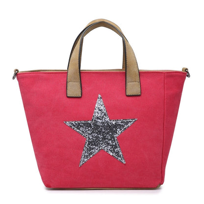 Fushia Canvas Handbag with Silver Star