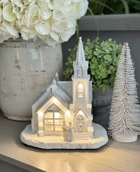 LED Light Up White And Silver Church Decoration