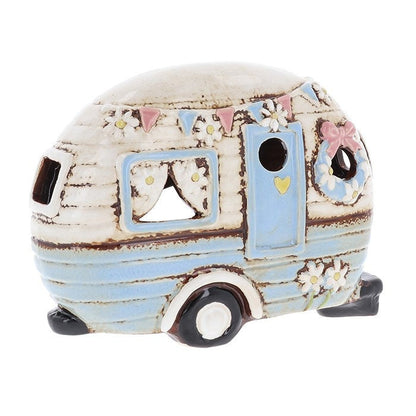 Blue Caravan Bunting Tealight Candle Holder