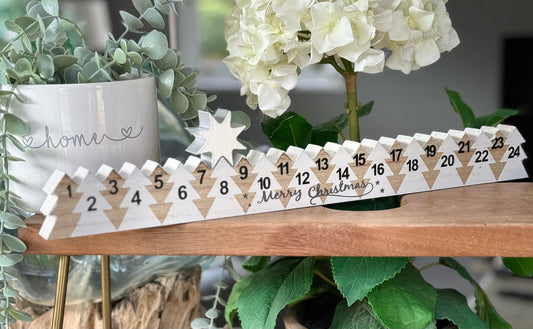 Wooden Advent Countdown Calendar with Silver Star