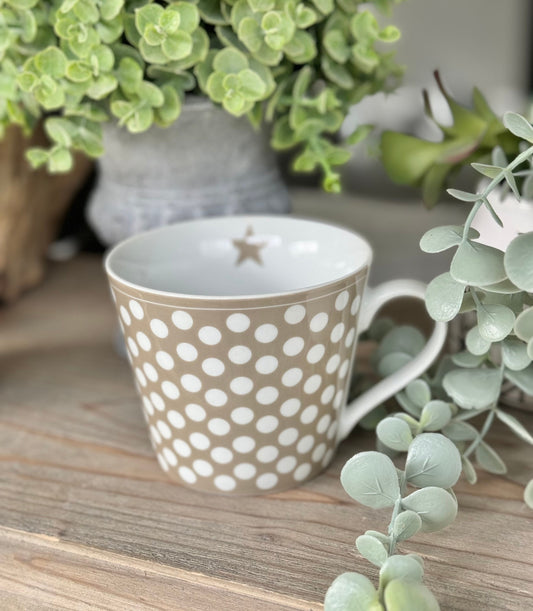 Danish Designs - Happy Taupe Dots Porcelain Mug